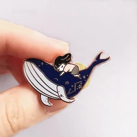 in the whale on sleeping girl hard enamel pin fashion cute shark cartoon animal medal brooch lapel backpack pins jewelry gift
