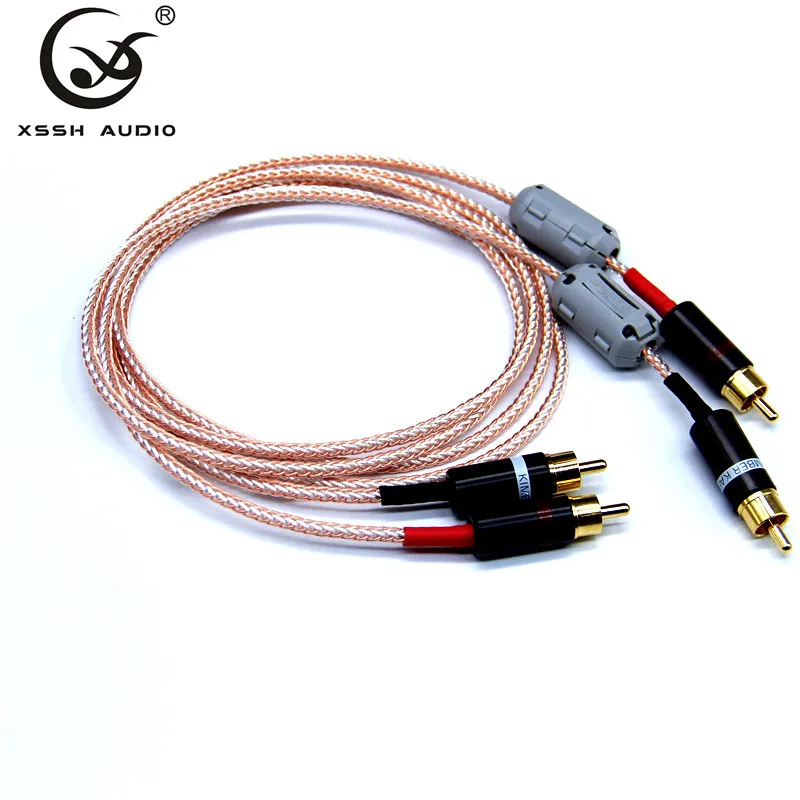 Xssh Hifi 2 шт. RCA к Hi end I OFC Чистая медь серебро смешанные тефлоновые наушники