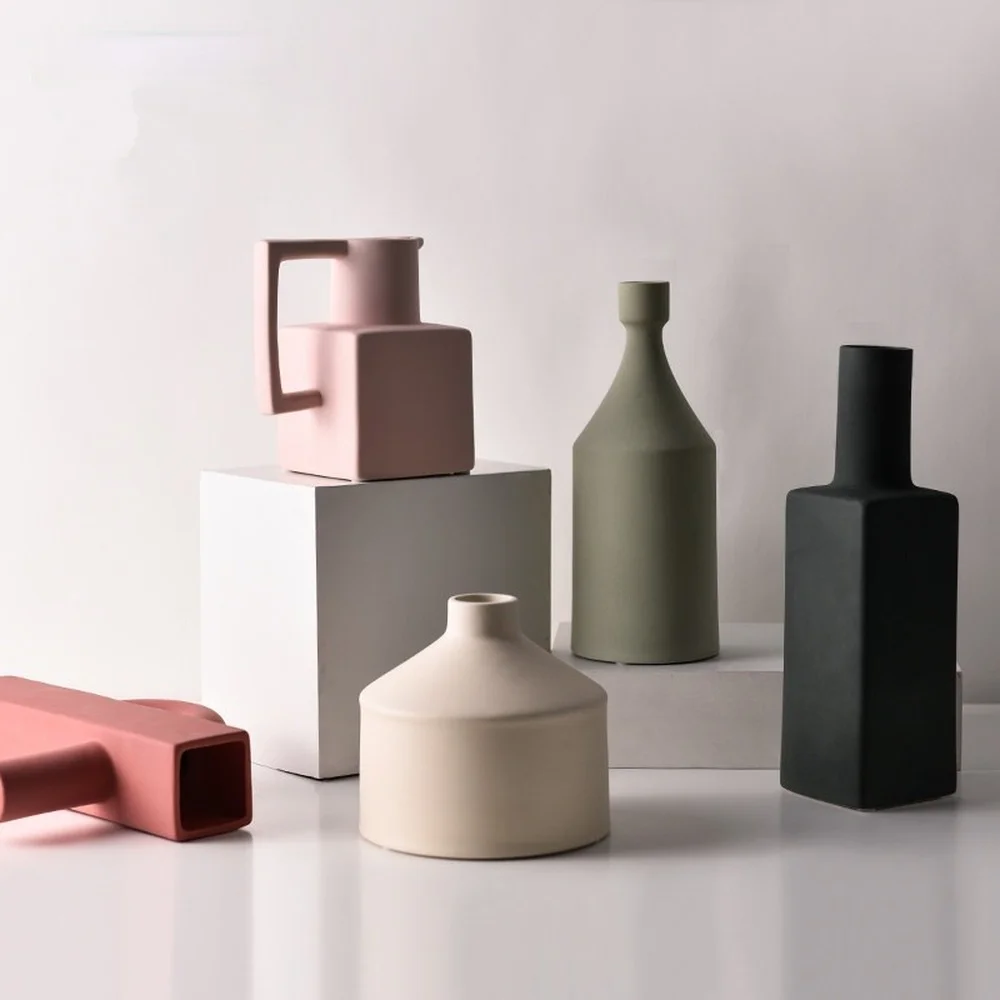 

Северной в виде геометрических фигур нерегулярные Morandi ваза Гостиная Цветочная композиция ваза для дома шкафа телевизора демонстрационный...