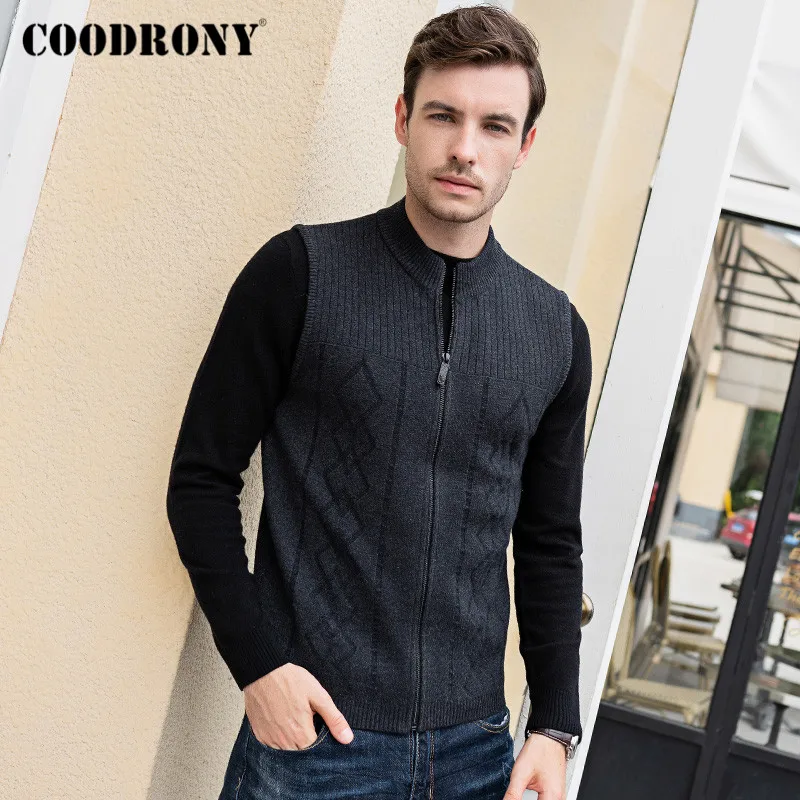 COODRONY брендовый мужской кардиган из мериносовой шерсти свитер жилет без рукавов