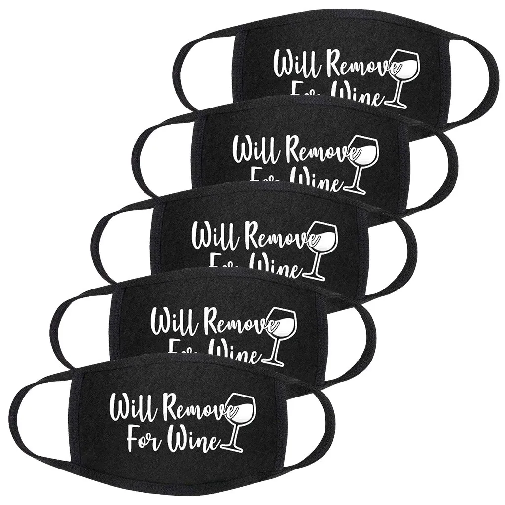 

5PCS Washable Reusable Polyester Face Mask Fashion Adult Breathing Printing Soft Filter Masks Mouth Mask With Design Masque