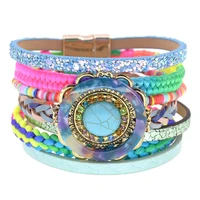 handmade bohemia bracelets for women chram leather bracelets magnetic clasp bracelet female fashion jewelry gifts wholesale