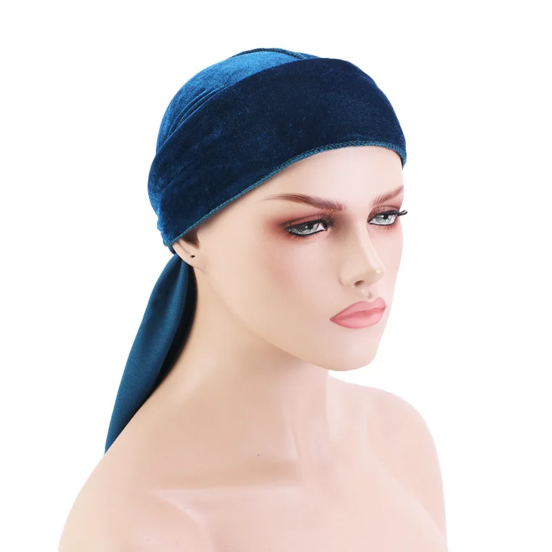 

Шапка-тюрбан для мужчин и женщин, однотонная утепленная шапка пирата, бархатная, с длинным швом, унисекс, тёмно-синяя, черная, золотая, желтая...