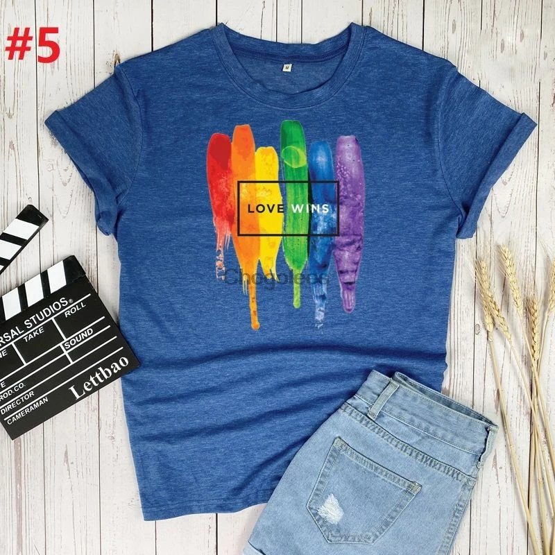 Футболка ЛГБТ Love Wins Радуга Харадзюку для женщин и мужчин забавная футболка гранж