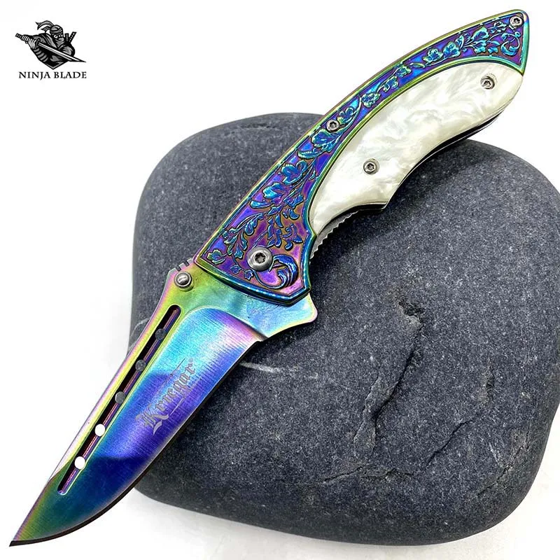 

Shell Folding Knife Collectible Jackknife Titanium Plating 3cr13mov Stainless Steel Blade