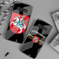 huagetop latvia lithuania flag black phone case hull tempered glass for samsung s20 plus s7 s8 s9 s10 plus note 8 9 10 plus