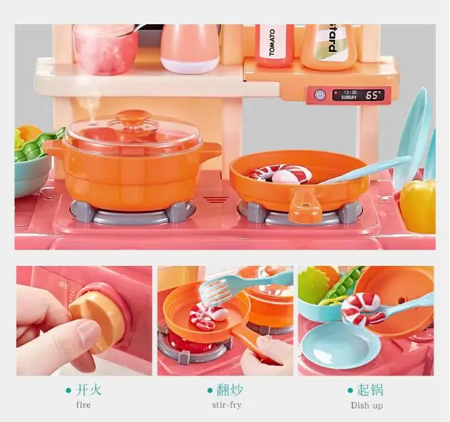 Моделирование cocina infantil звук и свет спрей для воды набор игрушечной посуды стол для приготовления пищи игровой дом кухонная плита пластиковая пищевая игрушка