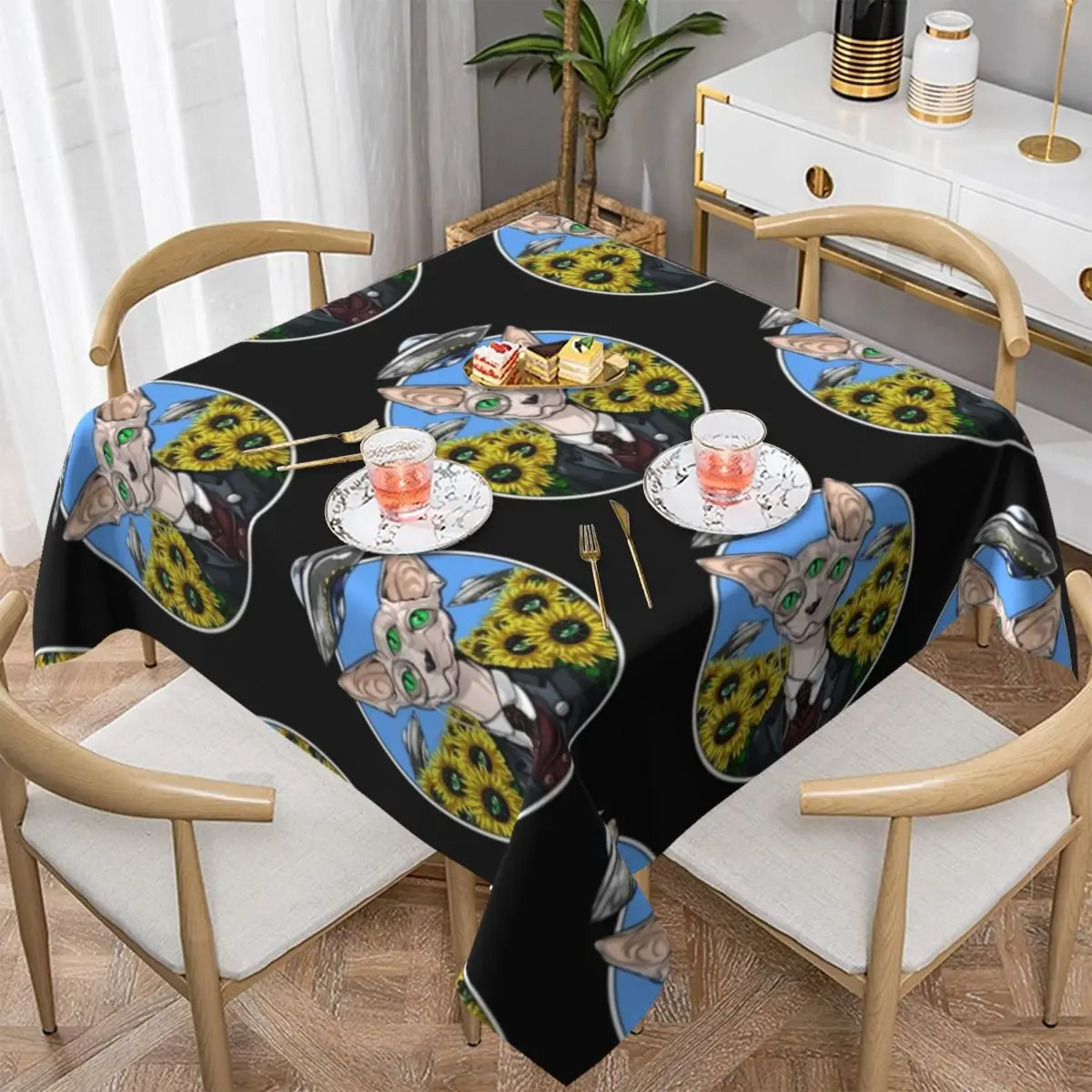 Скатерть для стола из полиэстера с принтом кошки Sphynx | Дом и сад