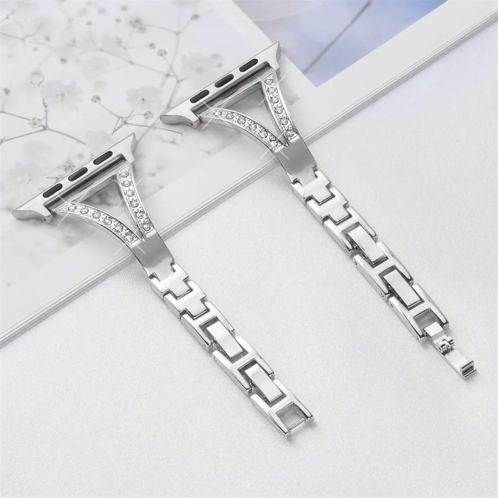 Women Diamond Bracelet for Apple Watch Band Series 8 7 6 SE 5 4 3 Adjustable Metal Strap Ultra 49mm 41mm 45mm 40mm 44mm Belt