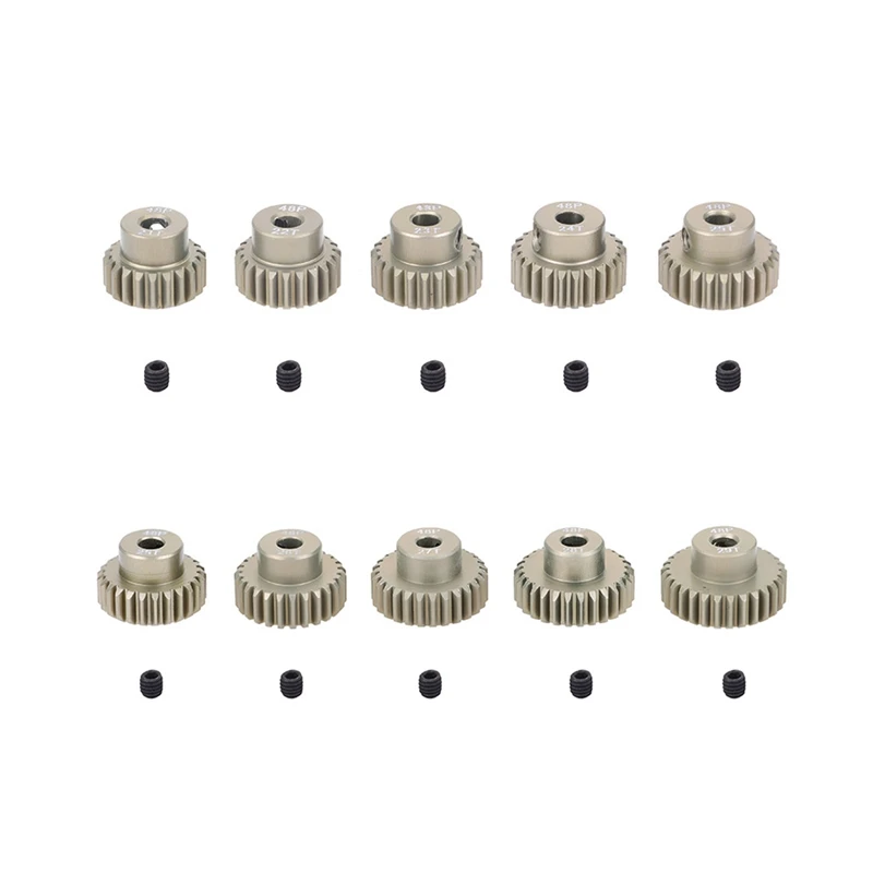 

5PCS 48DP 3.175mm Metal Pinion Motor Gear Set for 1/10 RC Car Truck
