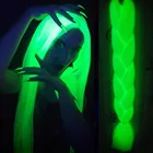 Неоновые Светящиеся Волосы Florescent светильник плетеные волосы большие синтетические косы Светящиеся Волосы в темноте 24 дюйма 100 г для волос