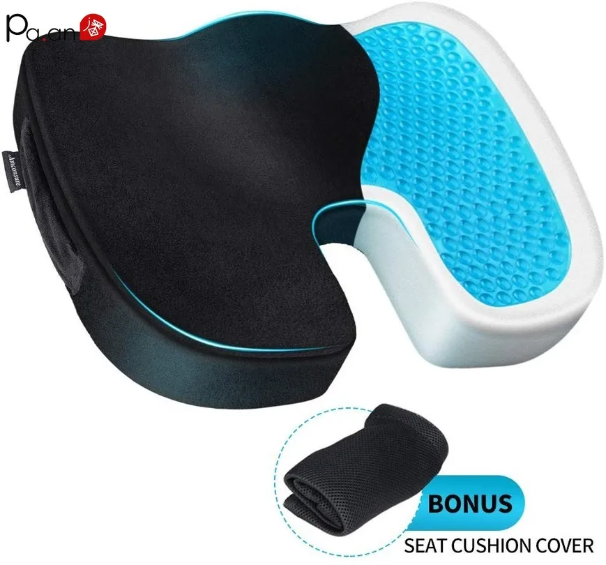 Preço Gel Almofada De Assento De Espuma De Memória Cadeira Travesseiro De Refrigeração Gel Ciatica Cóccix Volta Do Cóccix Alívio Da Dor Ortopédico Cadeira Escritório Dormitório
