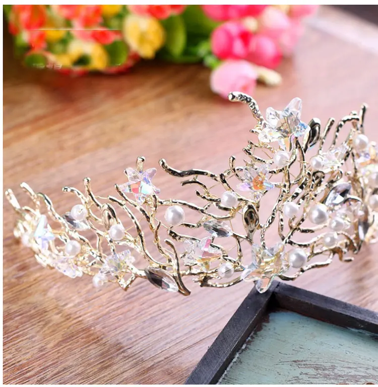 Розовый цветок Свадебные короны Ретро барокко свадебные аксессуары для волос