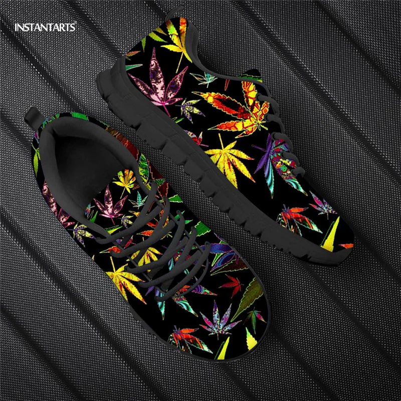 

Мужские кроссовки INSTANTARTS, дышащая сетчатая повседневная обувь на плоской подошве, с 3D принтом сорняков, легкая обувь для бега на шнуровке