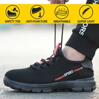 drop shipping work safety shoes for men summer breathable boots steel toe construction safety work sneakers elastic soft