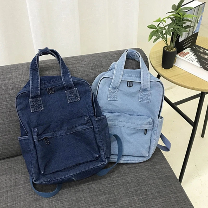 

Women Backpack Vintage Denim School Bookbag Handbag Daypack Rucksack Shoulder Bag for Teenager Girls J60D