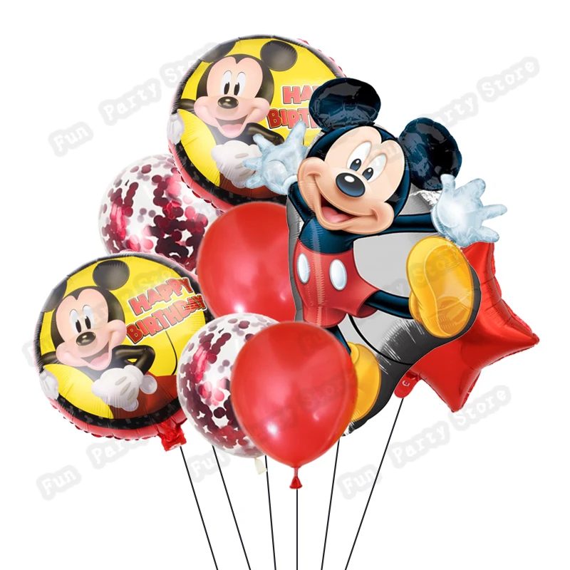Minnie mouse foil balloons mickey 1st birthday party decorations kids ballon number 1 globos baby shower confetti latex ball toy | Дом и сад