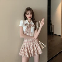 girls school uniform set fashion student japanese style jk suit short plaid skirt sailor cosplay costumes sexy clothing