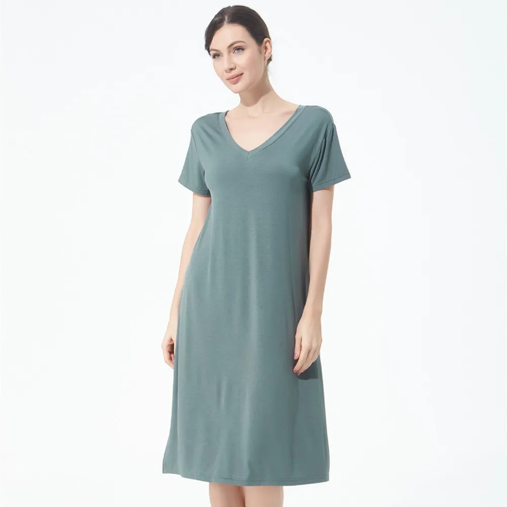 Fdfklak Summer Nightdress Sleepwear Woman Lingerie 2020 Loose Sleeping Dress Nighty Short Sleeve 2XL-7XL Plus Size Nightgown