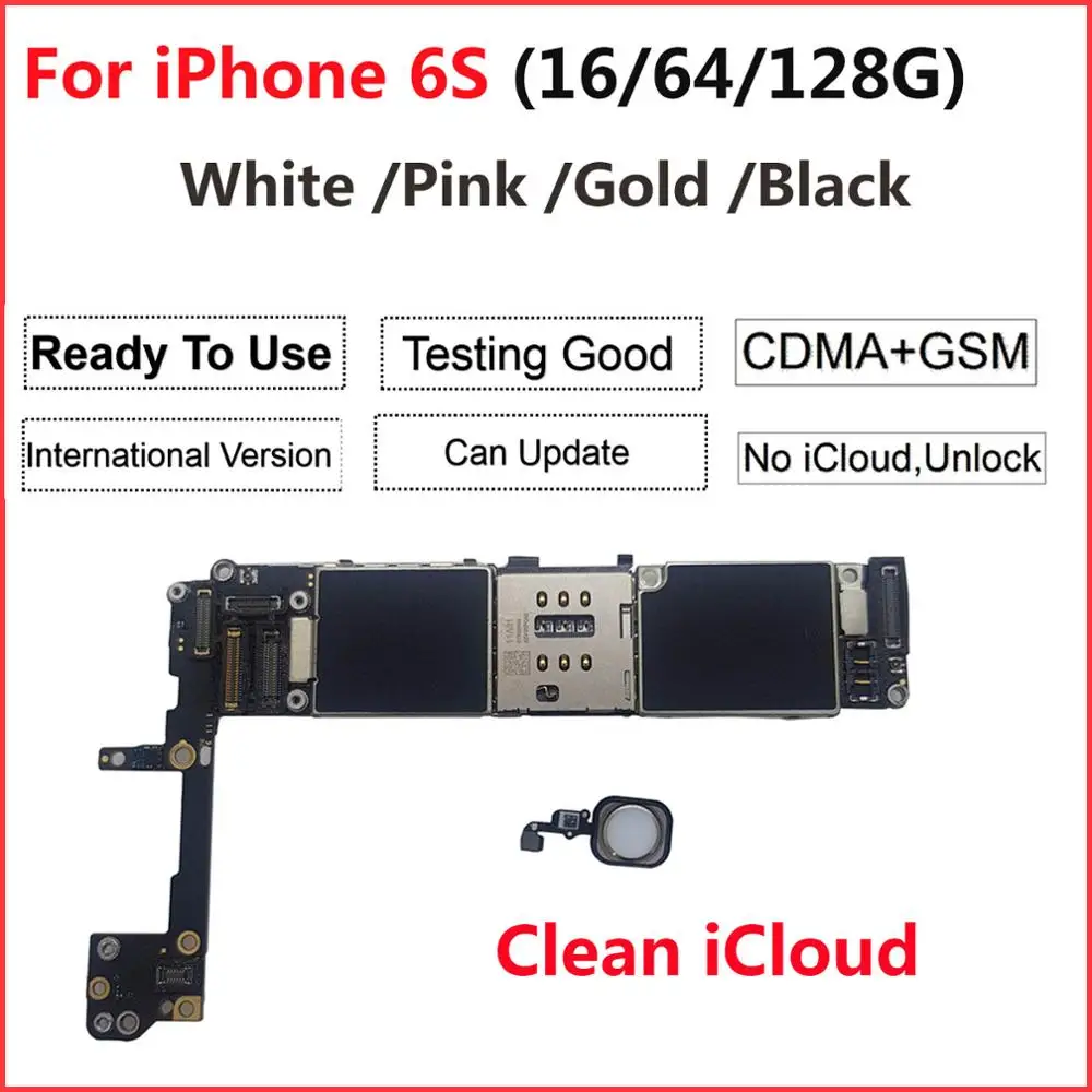 Оригинальная материнская плата для iPhone 6S с Touch ID разблокированная iCloud Clean IMEI IOS