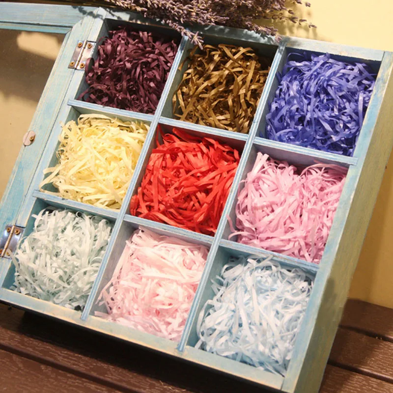 

100g Colorful Shredded Crinkle Lafite Paper Raffia Filler DIY Wedding Birthday Party Gift Box Candy Material Packaging Filler