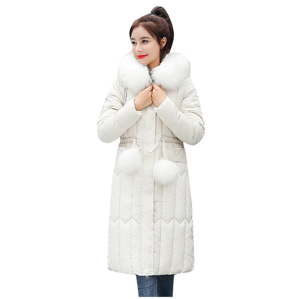 Женская однотонная длинная куртка SAGACE с длинными рукавами теплая хлопковая