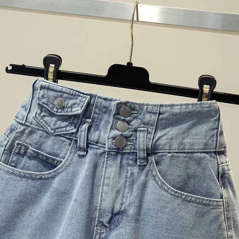 

2021summen High Waist Shorts Women Wide Leg Casual Women's Denim Shorts Ladies Fashion Single Breasted Short Jeans Hotpants