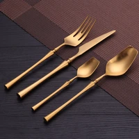 cutlery set 24 piece set forks knives spoons dinnerware set silverware fork spoon tableware portable golden cutlery set