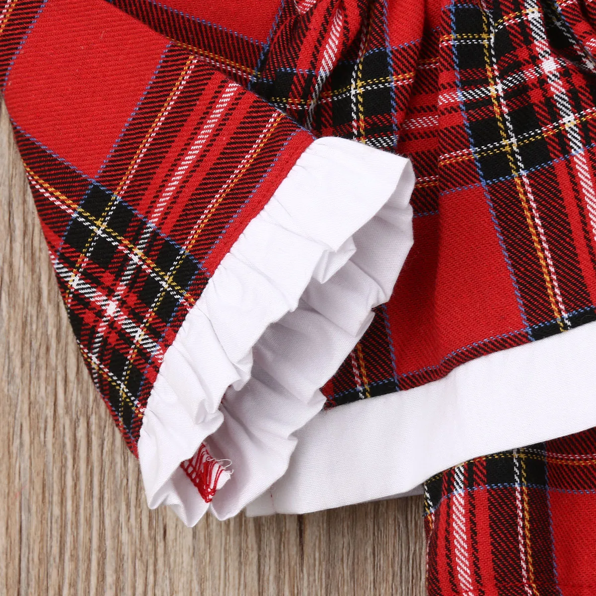 

0-24M Christmas Baby Girl Rompers Newborn Infant Girl Red Xmas Costumes Plaid Ruffles Jumpsuit Long Sleeve Clothes Autumn Outfit