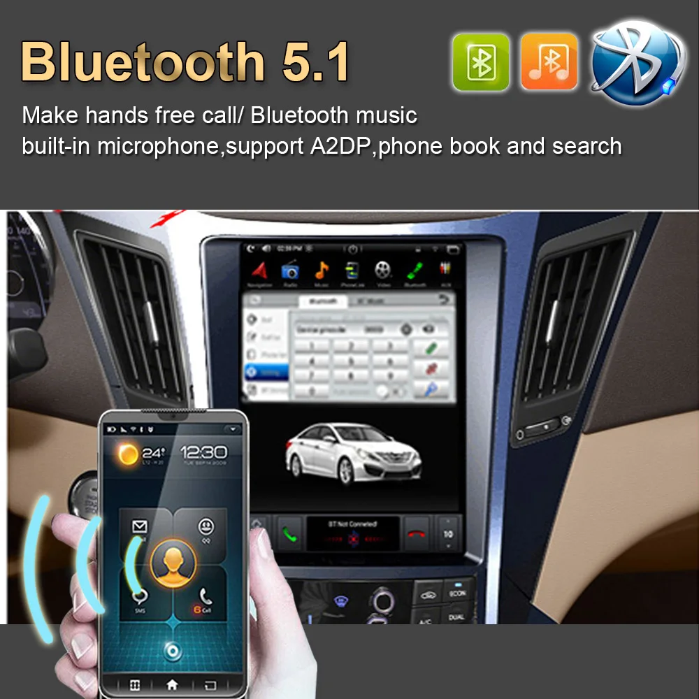 Вертикальный Автомобильный GPS-навигатор в стиле Tesla Android 9 0 для HYUNDAI SONATA 2012-2014 радио