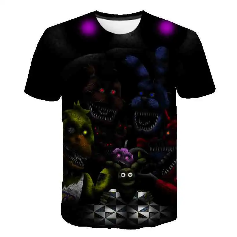 

New Summer Cartoon FNAF T shirt For Boys Print Five Nights At Freddy's T shirt Bonnie Foxy Freddy Bear Summer Tops