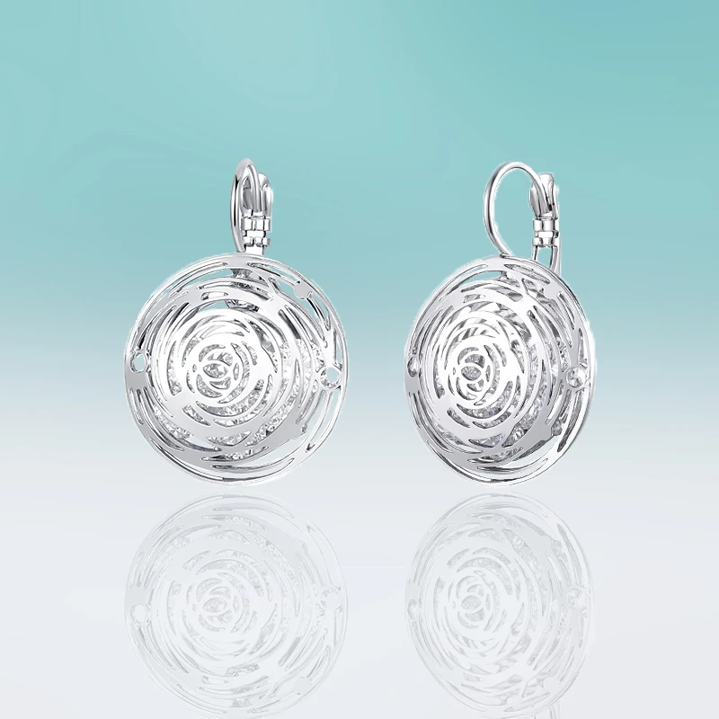 Женские пустотелые серьги гвоздики Простые Модные с фианитом ювелирные изделия