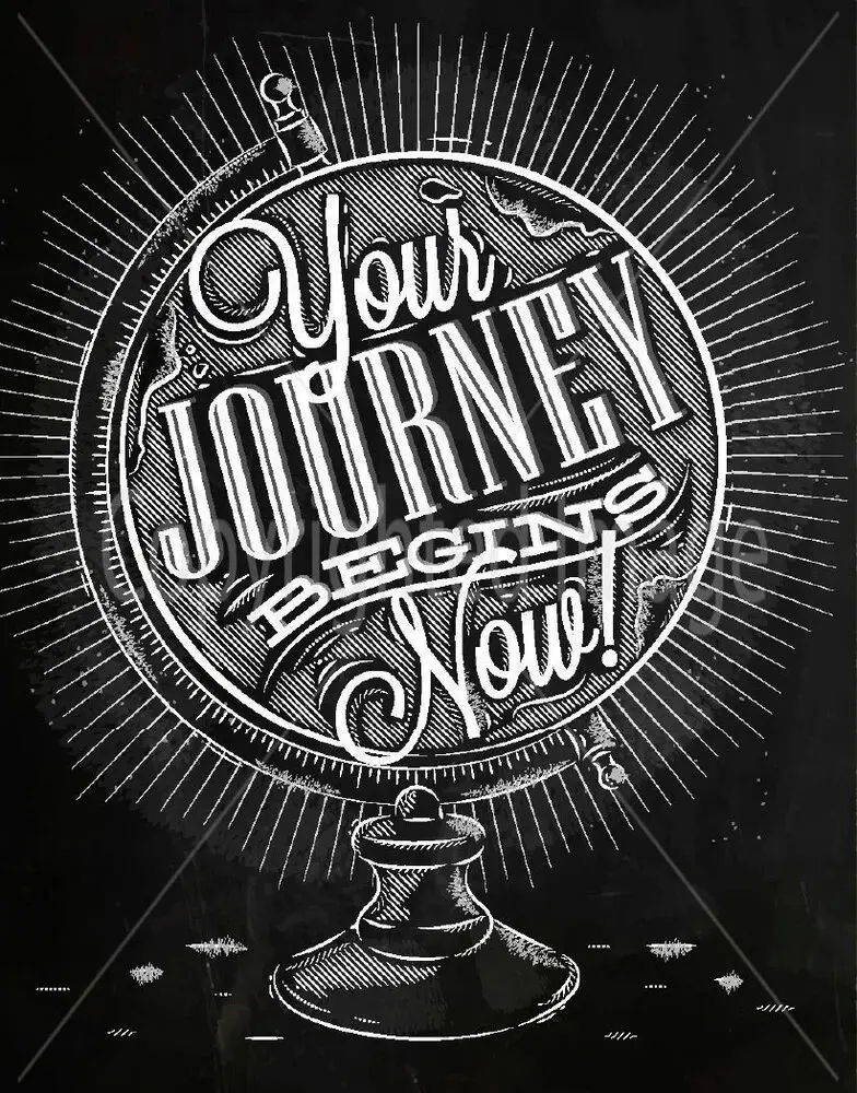 

YOUR JOURNEY BEGINS NOW LARGE METAL TIN SIGN POSTER VINTAGE STYLE WALL DECOR