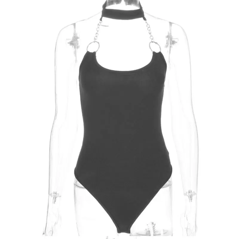 

Summer in Europe and the new coat metal chain hanging neck personality sexy backless jumpsuits