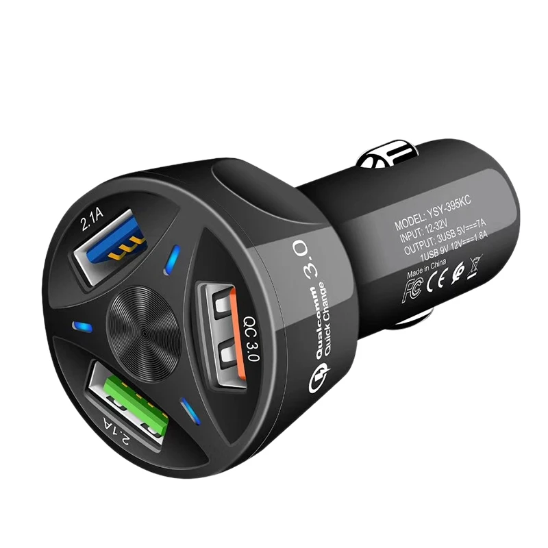 3 Порты и разъёмы Переходник USB для зарядки в машине светодиодный Дисплей QC 0