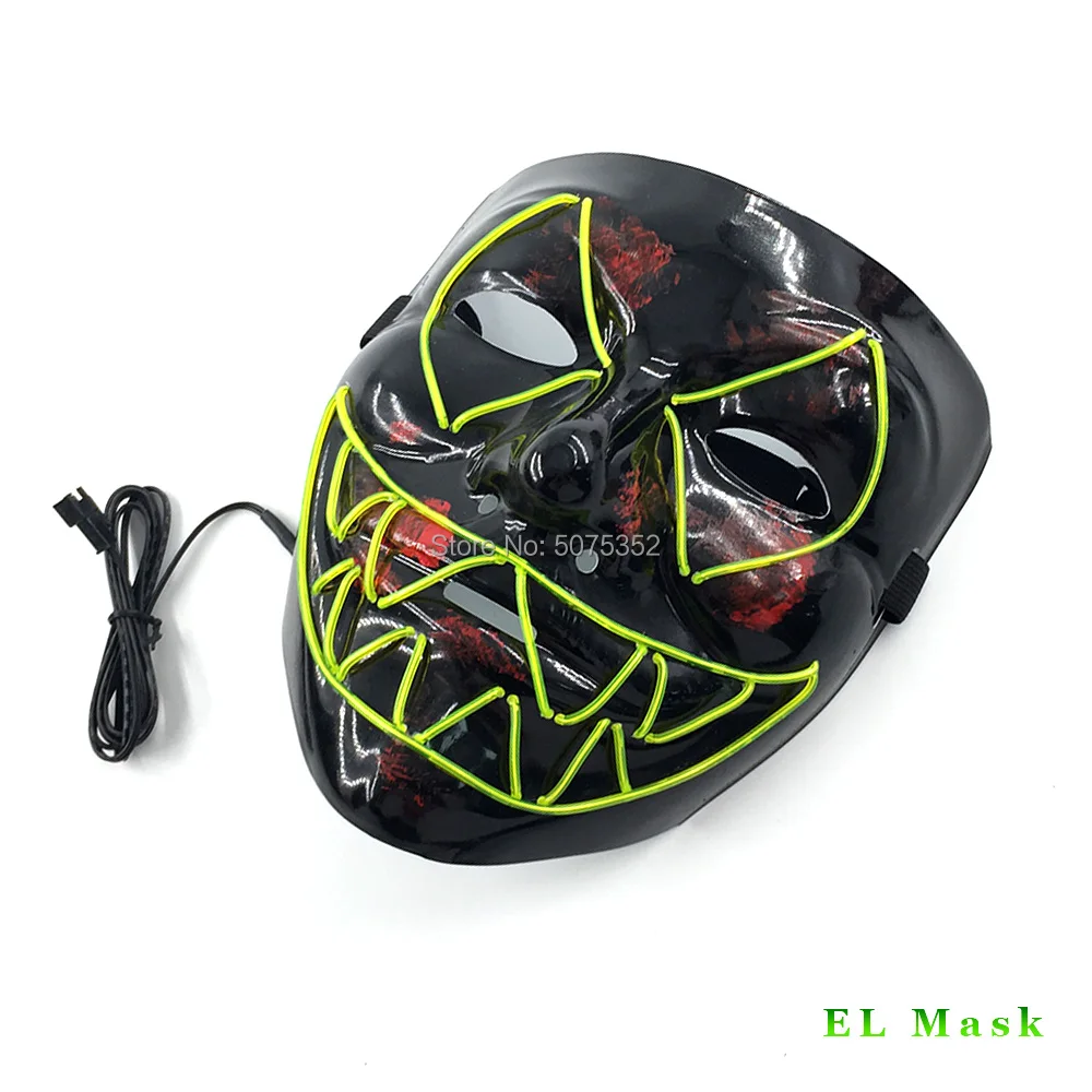 Аксессуары для костюма светящаяся ночная маска Ужасный страшный лица EL Wire
