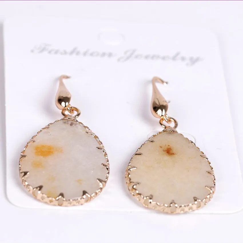 Женский уникальный светильник FYJS желтое золото каплевидные серьги-подвески из