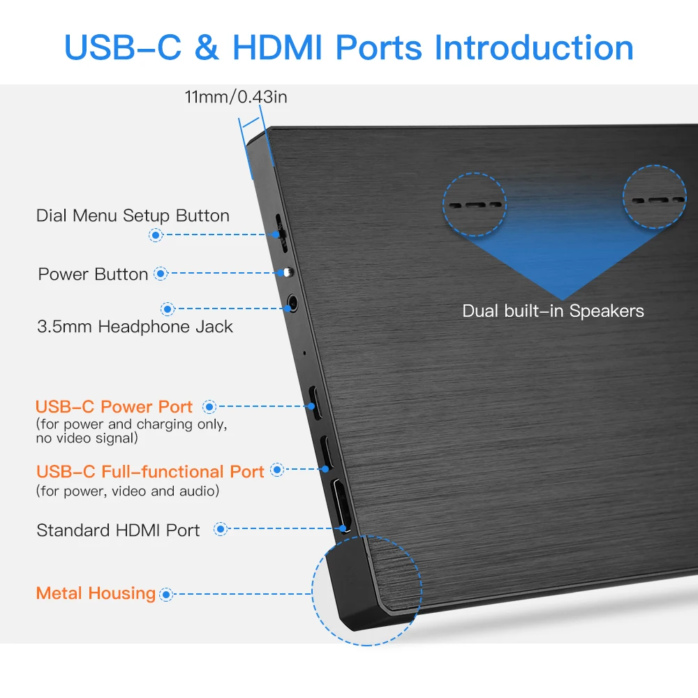 Eyoyo EM08H IPS портативный монитор HDMI Тип USB C ЖК экран 8 9 дюйма ПК PS4 Xbox 360 1920X1200 дисплей
