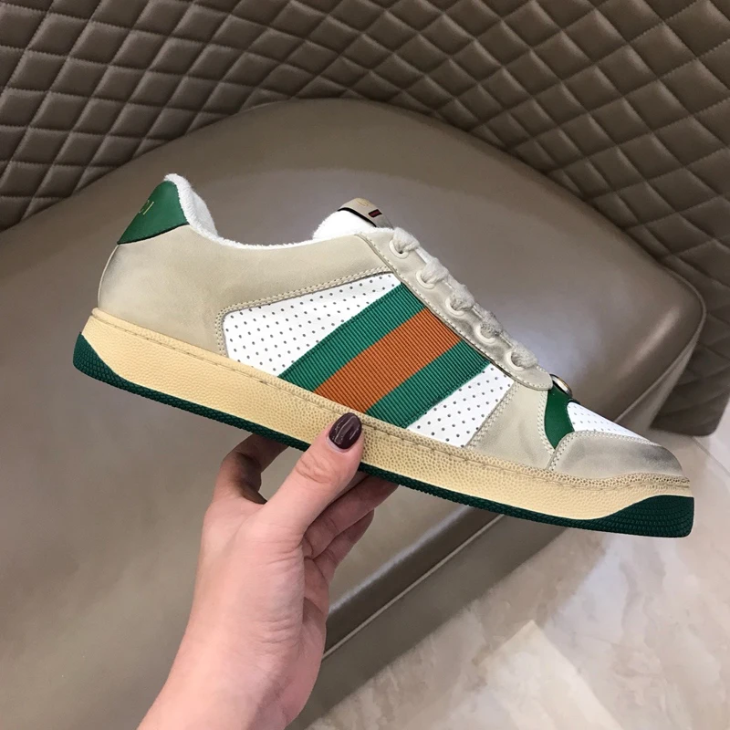 

2021 Classic women sports shoes old Screener flat bottomed winter luxury designer enamel casual shoes green GG skateboard shoes