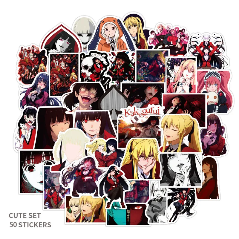 50 шт. аниме Kakegurui Стикеры Jabami Yumeko s Водонепроницаемый скейтборд с граффити для