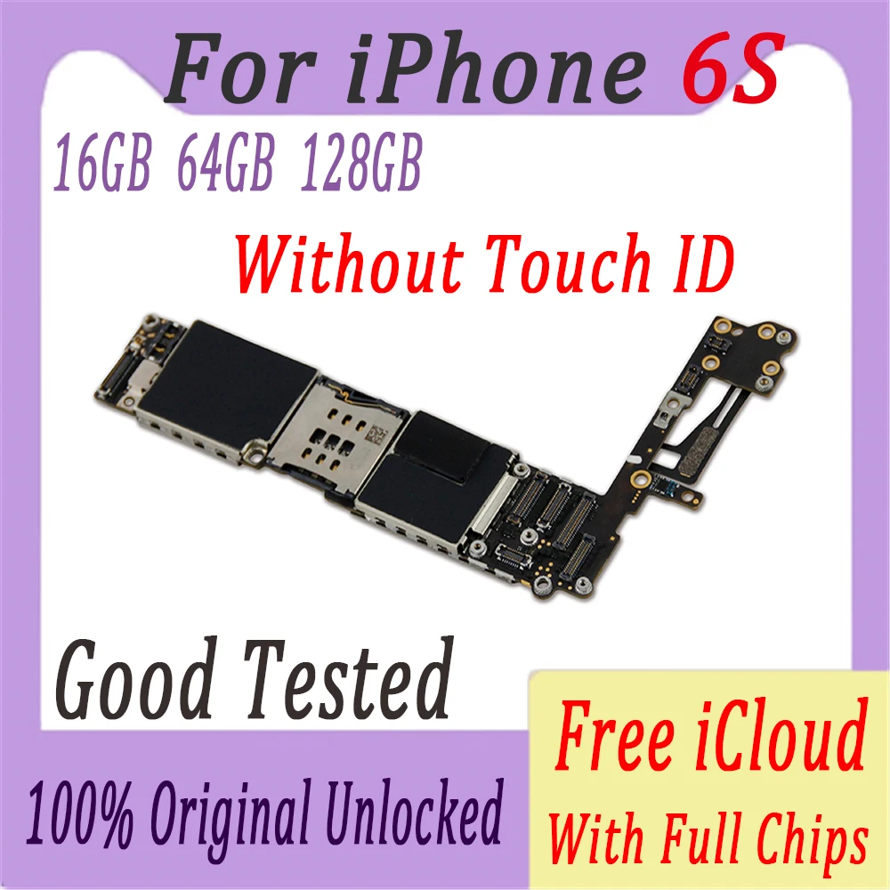16GB / 64GB /128GB for iphone 6S Motherboard With/NOTouch ID,Original for iphone 6 S logic boards with Full Chips good tested