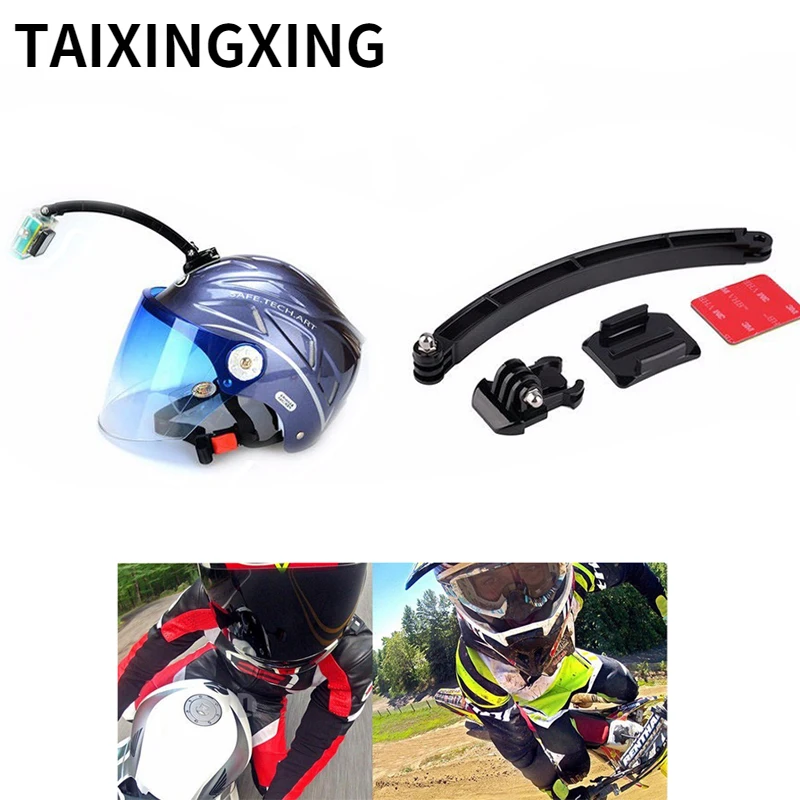 

For Gopro Accessories Mount Motorcycle Cycling Helmet Extension Arm+Buckle+3M Sticker For Gopro Hero 8 7 6 SJ4000 SJ6000 Camera