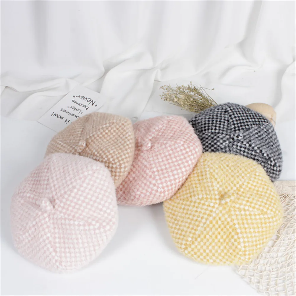 Новинка 2019 милый норковый Бархатный берет в шиншилловом стиле шапки для детей