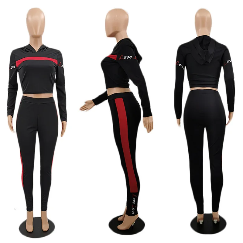 

Striped Letter Classic Fashion Women Sets Long Sleeve Pullover Retro Top + Baggy Pants Sweatpants Fall Winter 2 Pieces Outfits