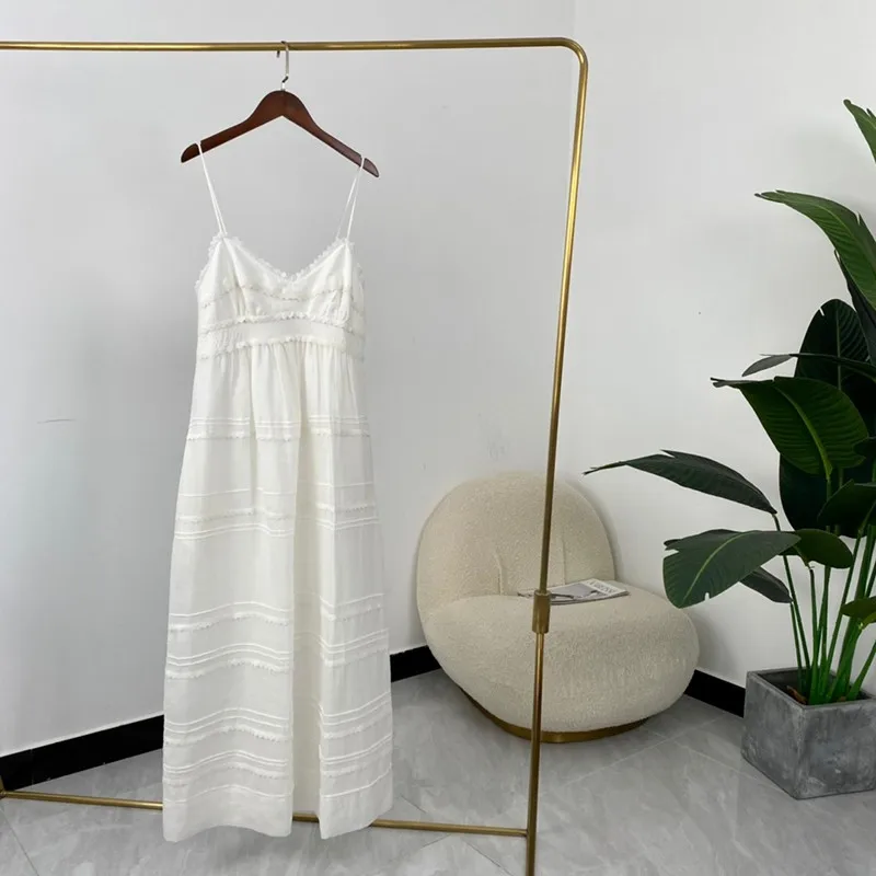 

Embroidery Saw Tooth Patchwork Ladies Elegant Sundress 2021 New Summer Beach Style Dress for Women Top Quality