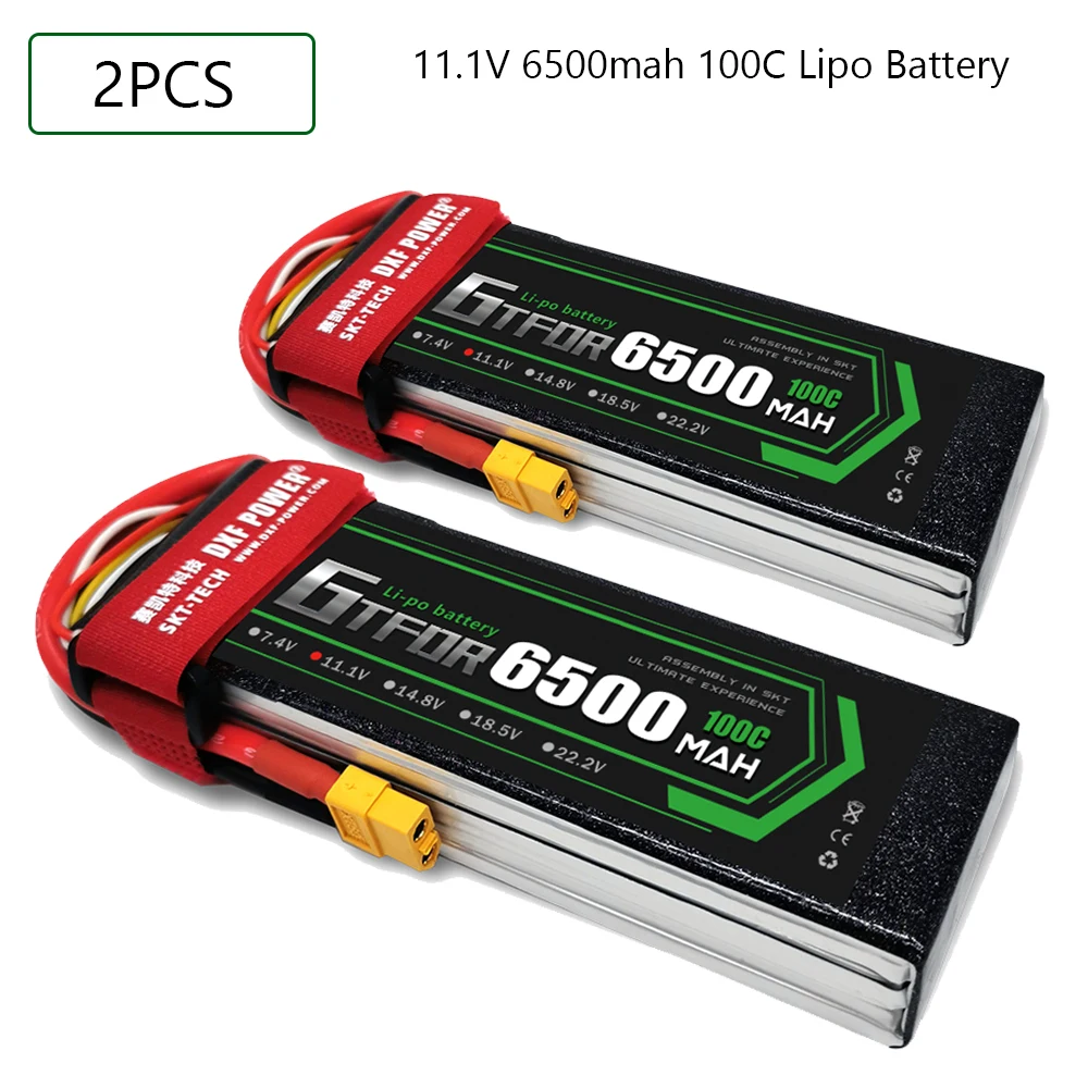 

GTFDR RC Battery 11.1V 6500MAH 100C-200C 3S XT60 EC5 XT90 DEANS XT150 Lipo Battery Batteria RC Car Boat Plane Quadcopter Battery