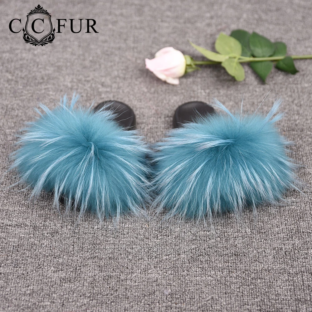 Детские меховые тапочки шлепанцы из натурального меха енота детская обувь