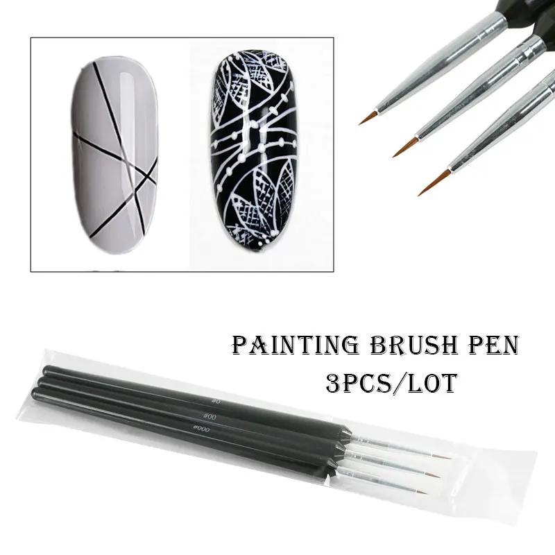3pcs nail brush 1 шт., двухсторонняя кисть для ногтей, полигелевая ручка, маникюрный наконечник, удлинитель, акриловый строительный аксессуар, полигелевый стержень, инструмент, дизайн - Цвет: 3pcs nail brush