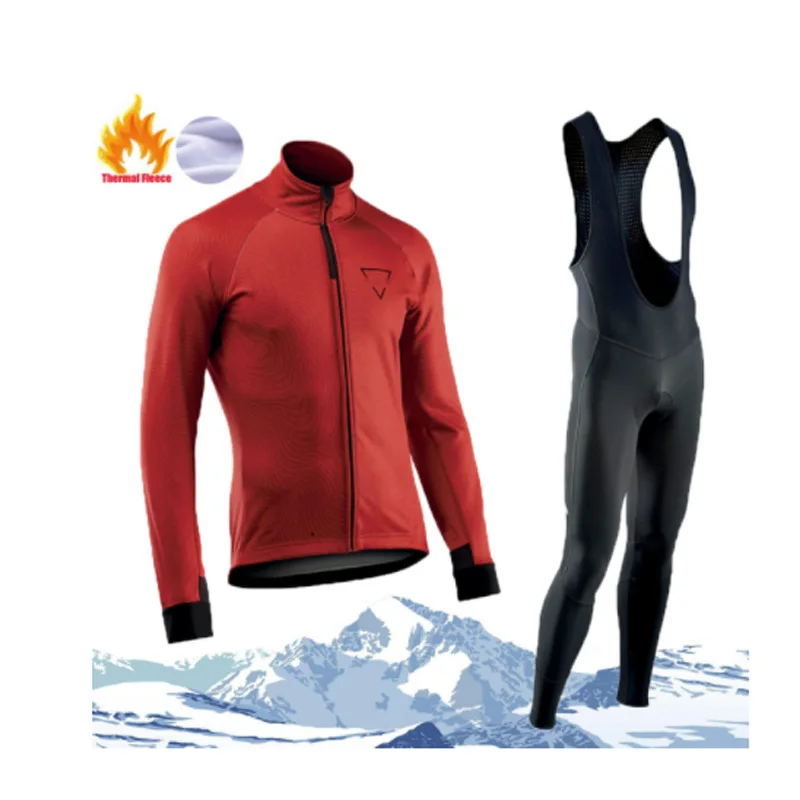 

Winter Cycling Team Fleece Long-Sleeved Jersey Suit Road Warm Bicycle Men Cycling Fixture Bicycle Clothing