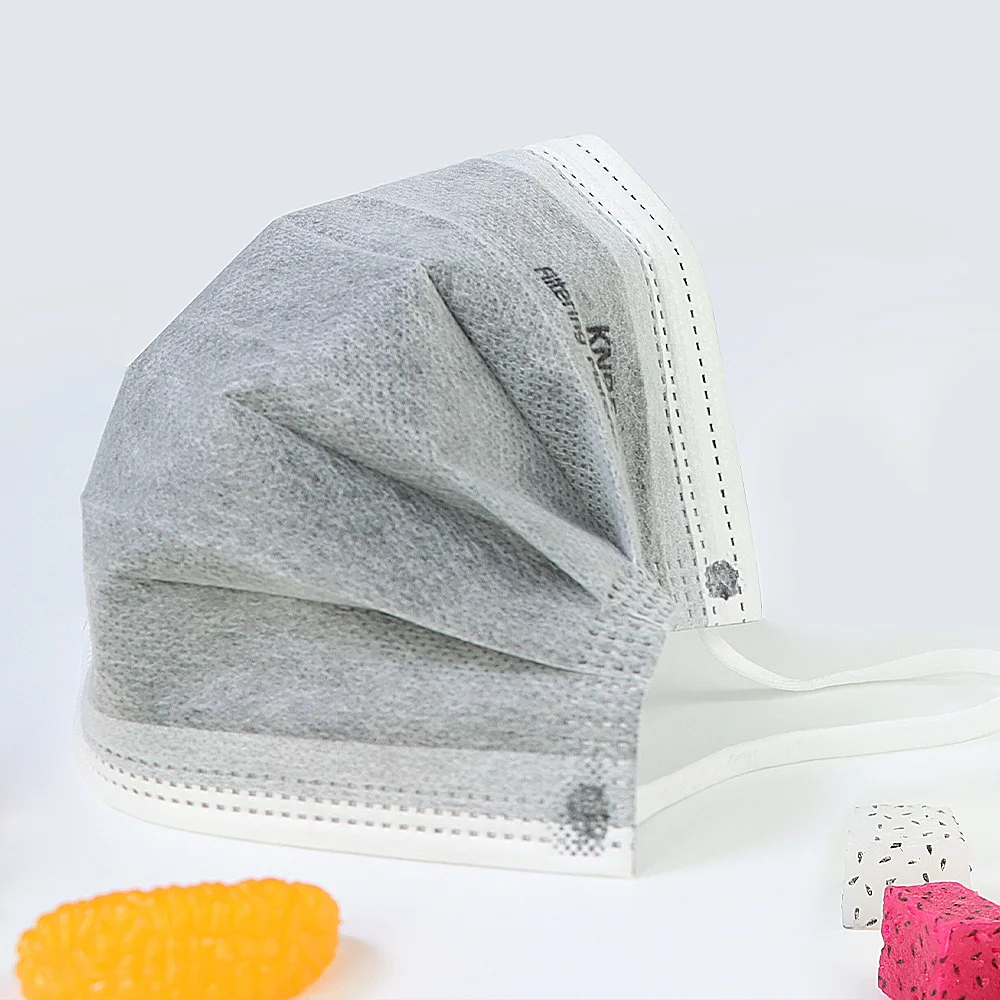Маска одноразовая не тканевая серая 5 слоев KN95 с фильтром для рта, лица, дыхательных путей, против пыли и с ушными петлями